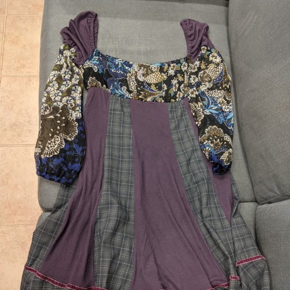 Italian Made Purple Grey Patchwork Dress - Picture 3 of 4